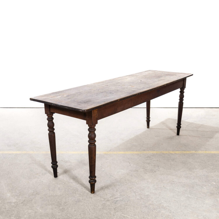 1940’s French Bobbin Leg Mid Oak Fruitwood Rectangular Dining Table