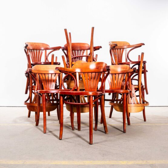1970’s Honey Red Fan Back Dining Armchairs