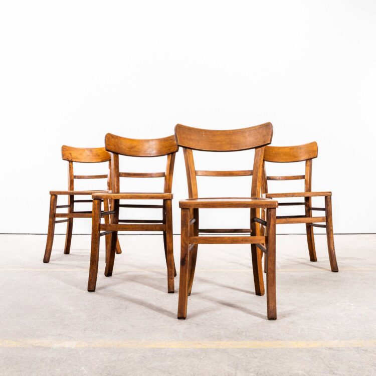 1950’s French Single Bar Back Farmhouse Dining Chairs – Set Of Four