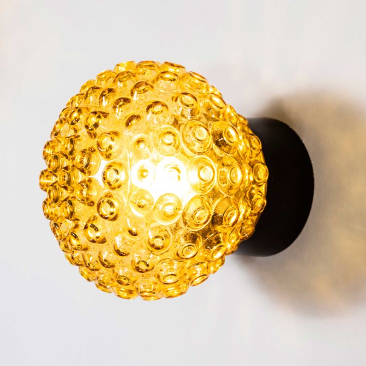 1950’s New Old Stock Amber Dot Globe Ceiling Or Wall Lamp