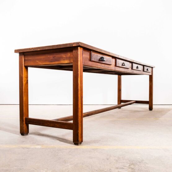 1950’s French Pitch Pine Large Rectangular Dining Table