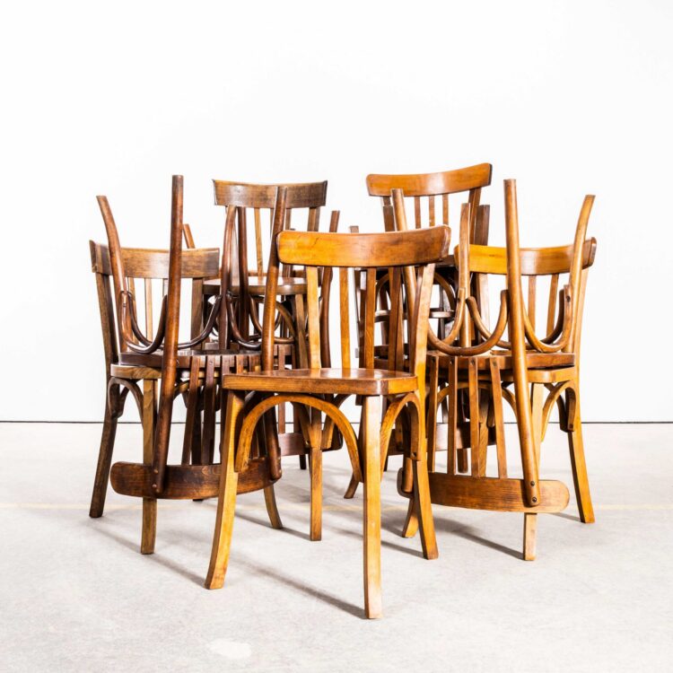1950’s Standard Classic Mid Oak Bistro Dining Chairs – Flat Seat