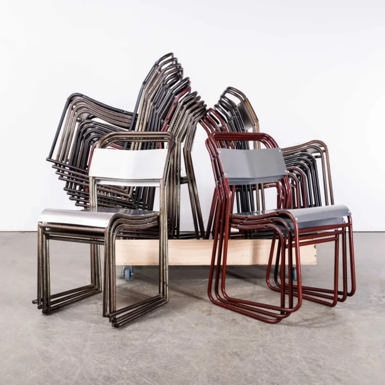 1950’s Pel – Cox Tubular Metal Outdoor Dining Chairs With Metal Seats