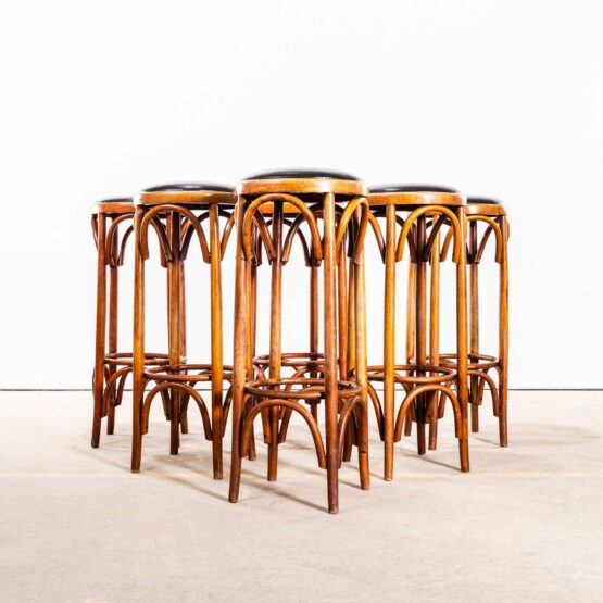 1950’s Original French Upholstered Barstools – Set Of Six