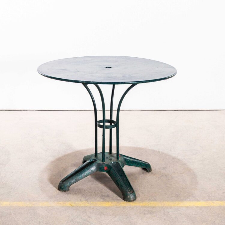 Table ronde d'extérieur française originale des années 1950, taille moyenne – Turquoise foncé