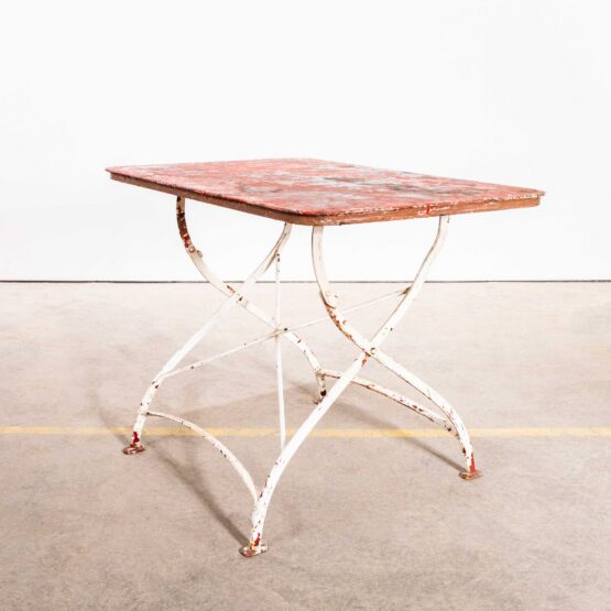 1950’s Red Top Heavy Weight French Garden Folding Table