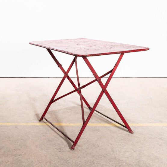 1950’s Red French Rectangular Metal Folding Dining Table
