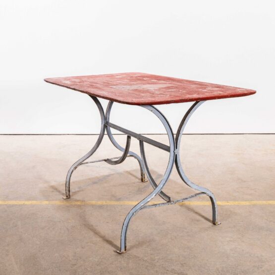 1950’s Heavy Weight French Garden Table With Red Top