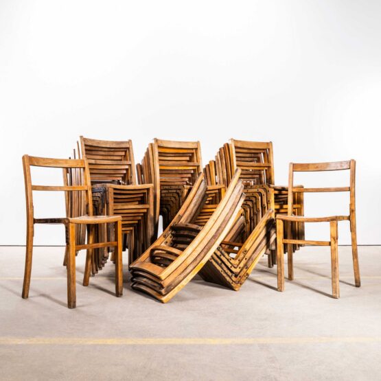 1940’s Beech and Iron Stacking School Dining Chairs