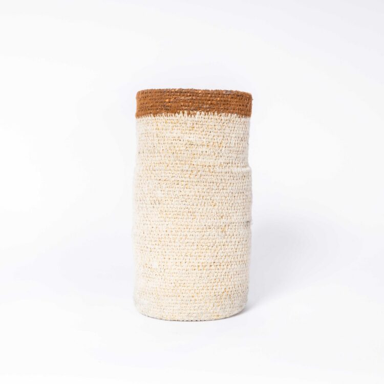 Contemporary Chalk Tapered Drum Basket – Water Hyacinth