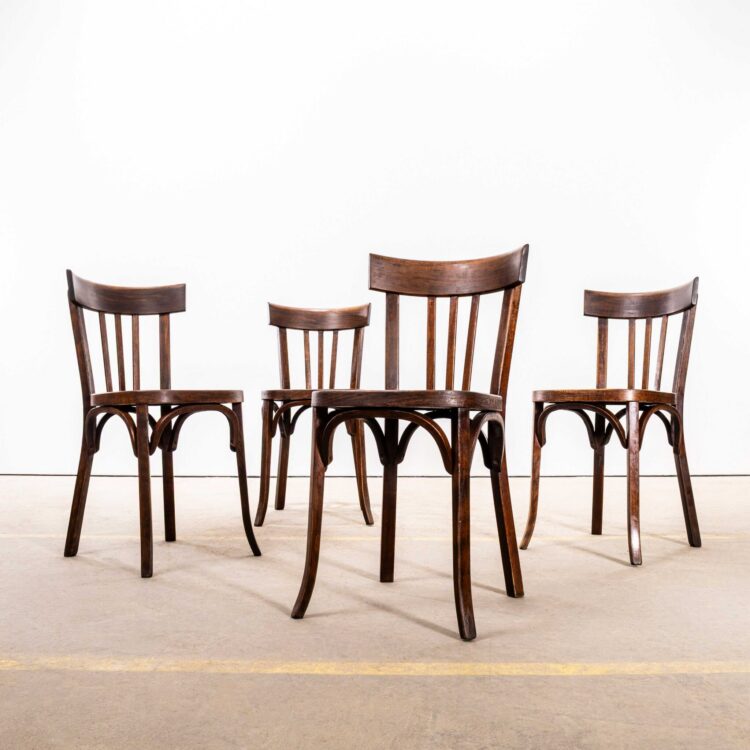 1950’s Dark French Bentwood Dining Chairs – Set Of Four