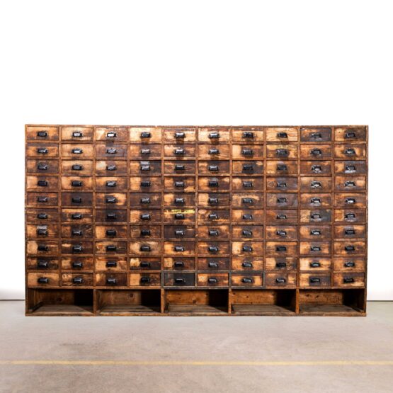 1940’s Massive French Workshop Bank Of Drawers – One Hundred Drawers