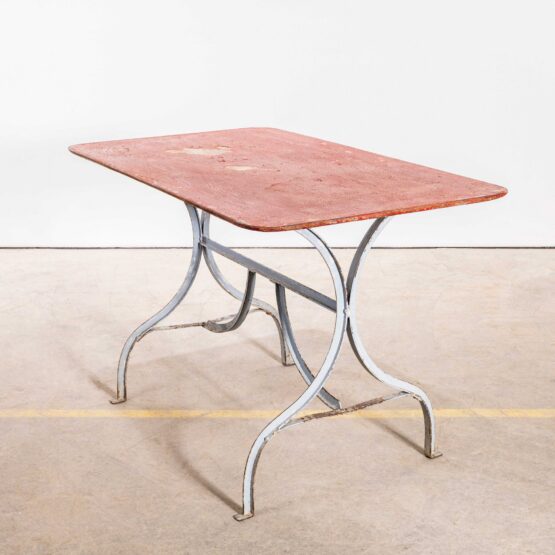 1950’s Heavy Weight French Garden Table With Red Top