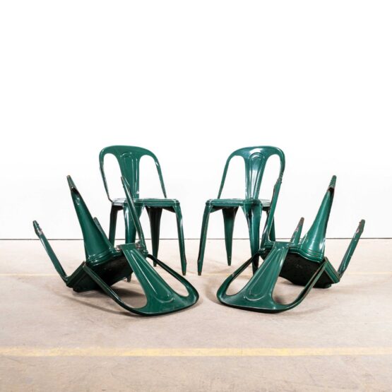1950’s Original French Green Multipl’s Dining Chairs – Set Of Four