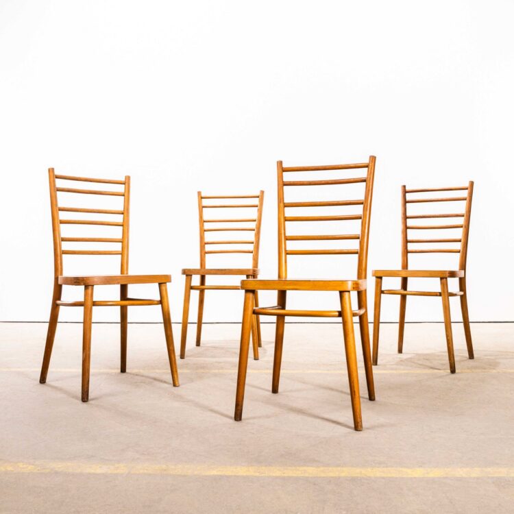 1950’s Ladder Back Dining Chairs – Set Of Four