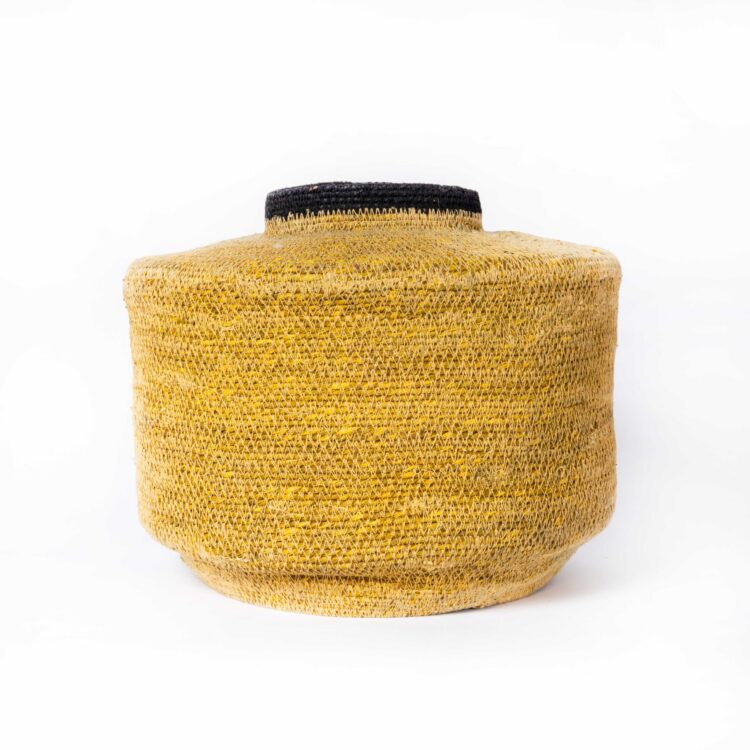Contemporary Mustard Wide Drum Basket – Water Hyacinth