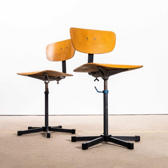 1960’s Industrial Swivel Desk Chair With Black Base