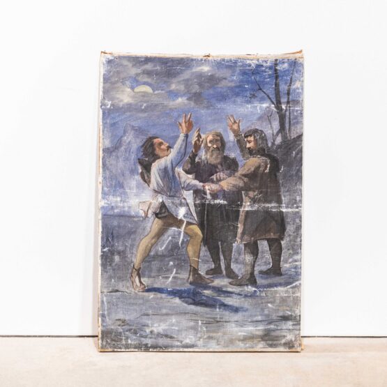 1940’s French Decorative Oil Painting – Three Men