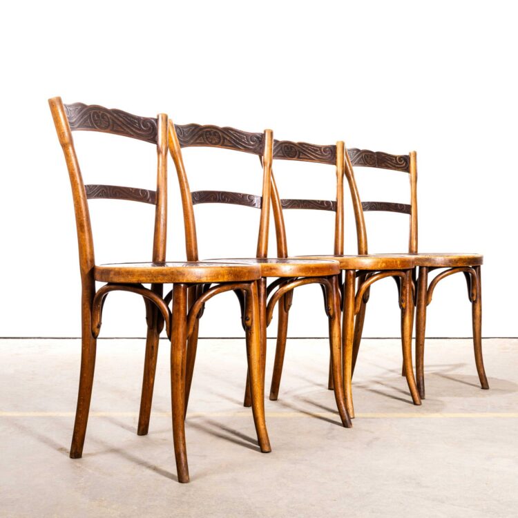 1890’s Decorated Simple Elegant Bentwood Dining Chairs – JJ Kohn – Austria – Set Of Four