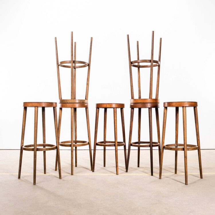 1960’s French Baumann Tall Bar Stools – Set Of Seven