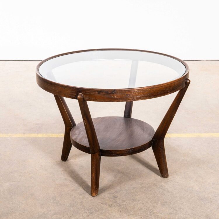 1950’s Round Occasional Table By Kozelka And Kropacek for Interieur Praha – Dark Oak