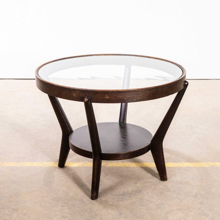 1950’s Round Occasional Table By Kozelka And Kropacek for Interieur Praha – Dark Oak