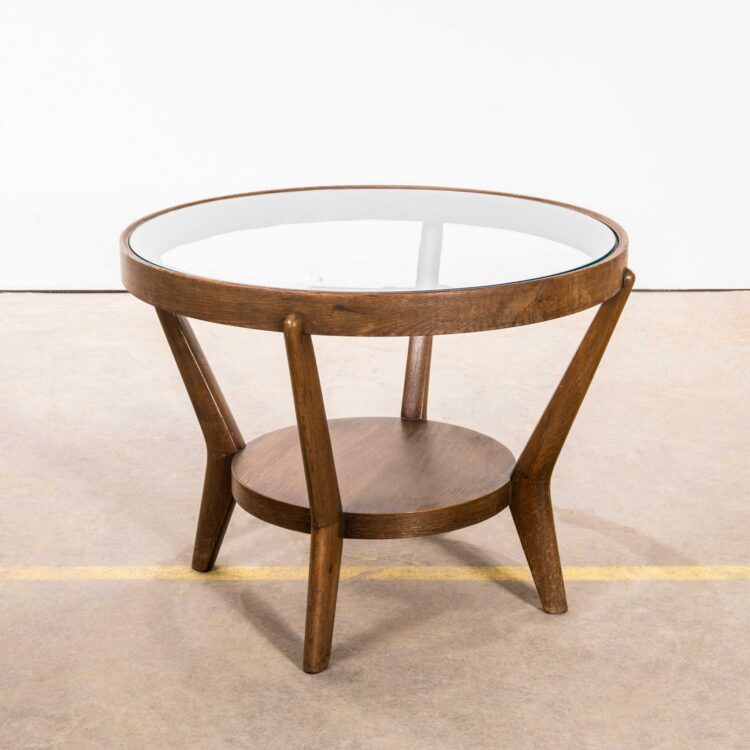 1950’s Round Occasional Table By Kozelka And Kropacek for Interieur Praha – Light Oak
