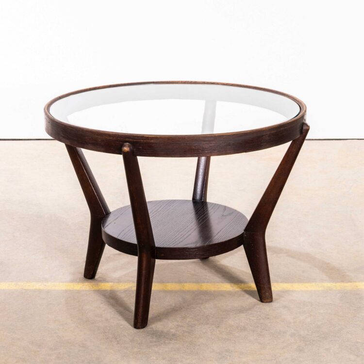 1950’s Round Occasional Table By Kozelka And Kropacek for Interieur Praha – Dark Oak