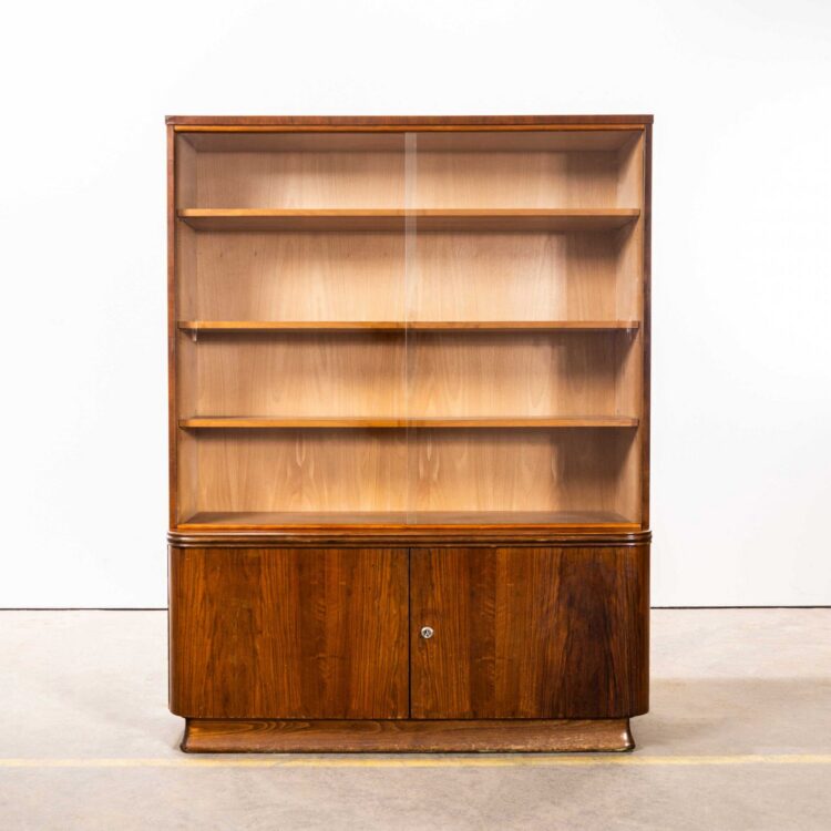 1930’s Warm Figured Walnut Glass Fronted Cabinet