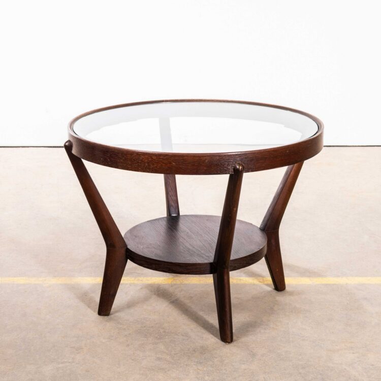 1950’s Round Occasional Table By Kozelka And Kropacek for Interieur Praha – Dark Oak