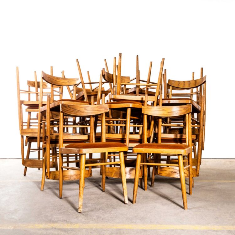 1950’s Mid Century Oak And Ash Upholstered Dining Chairs