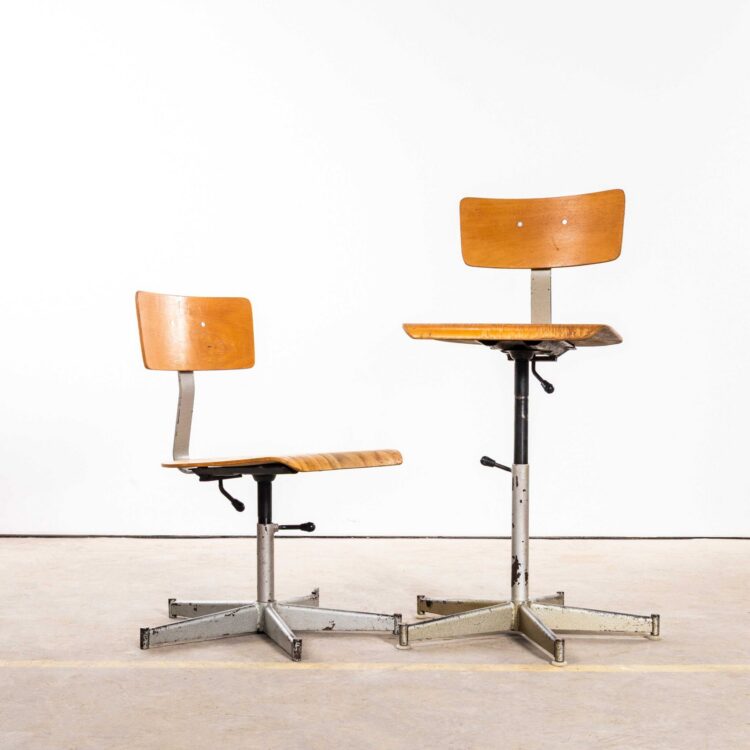 1960’s Industrial Swivel Desk Chair With Silver Base